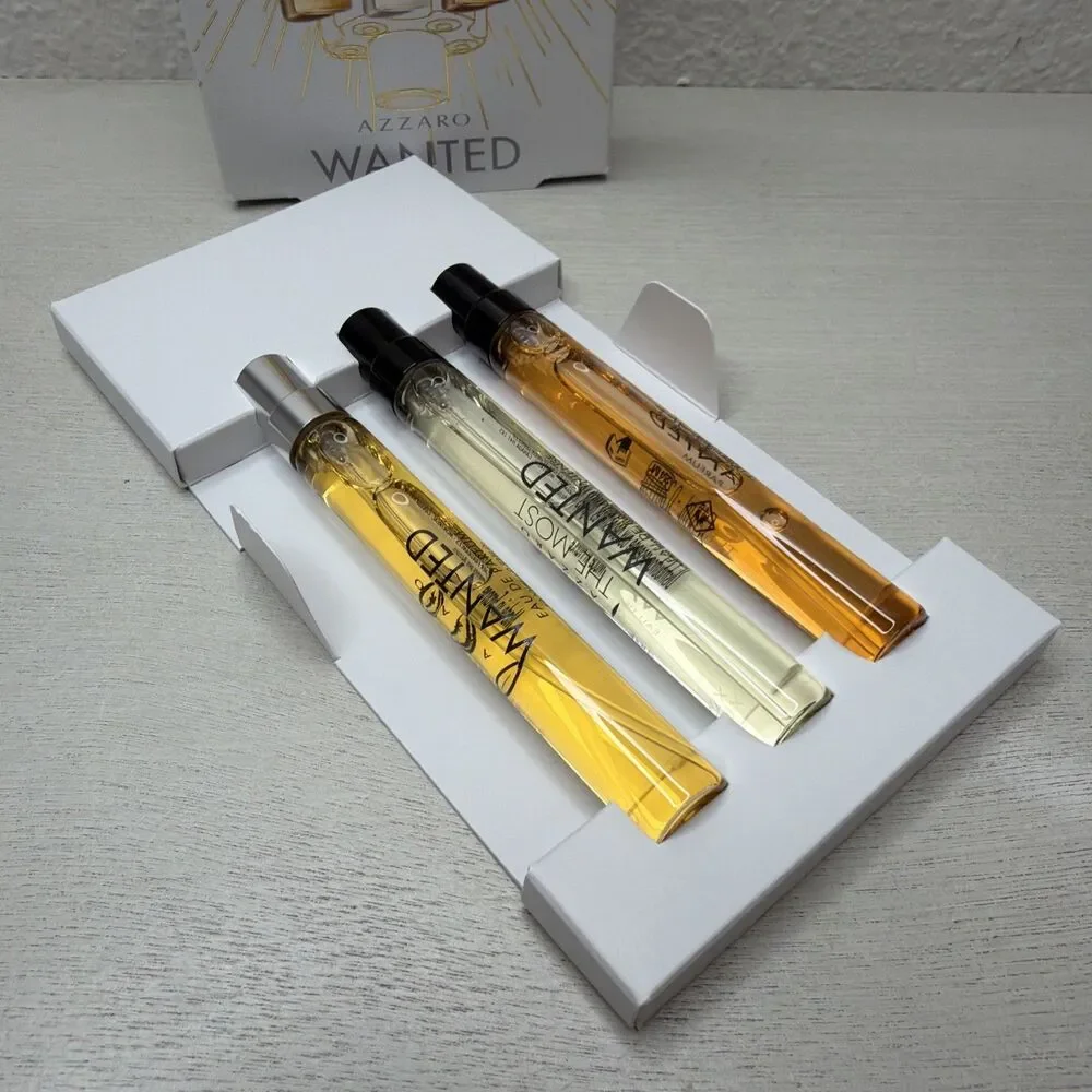 AZZARO WANTED THE MOST for Men 3 pcs Mini GIFT SET 0.33 oz EDP Travel Spray NEW
